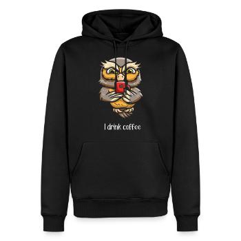 Je bois de l’oiseau contenant de la caféine - Sweat à capuche Premium bio Homme - noir - Devant - Nico (187cm)