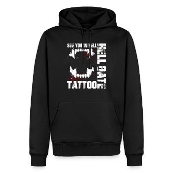 TAGUEUR Tätowiert Tribal Ink Tätowierung - Sweat à capuche Premium bio Homme - noir - Devant - Nico (187cm)