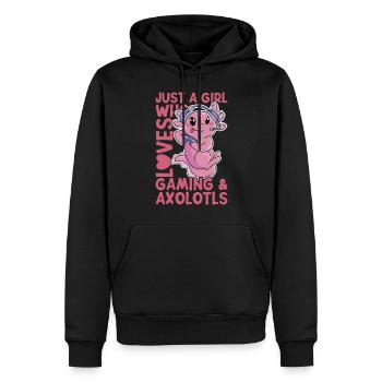 Axolotl - Sweat à capuche Premium bio Homme - noir - Devant - Nico (187cm)
