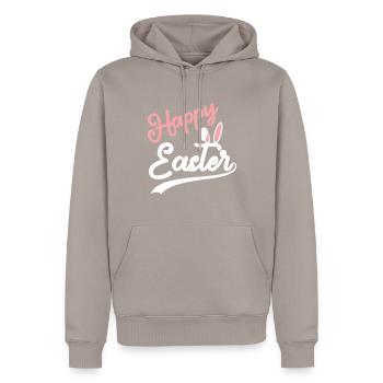 Happy Easter - Easter Bunny Rabbit Ears - Men’s Premium Organic Hoodie - taupe - Front - Nico (187cm)