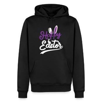 Joyeuses Pâques - Oreilles de lapin de Pâques - Sweat à capuche Premium bio Homme - noir - Devant - Nico (187cm)