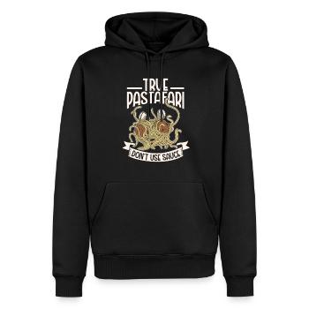 Athéisme athée Spaghetti volant - Sweat à capuche Premium bio Homme - noir - Devant - Nico (187cm)