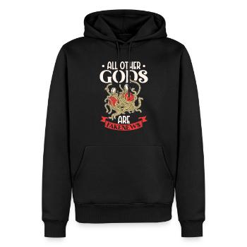 Athéisme athée Spaghettis volants - Sweat à capuche Premium bio Homme - noir - Devant - Nico (187cm)