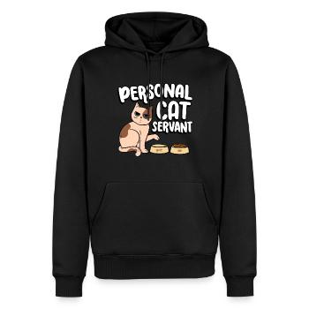Persönlicher Katzendiener, Der Essen Serviert - Männer Premium Bio Hoodie - Schwarz - Vorne - Nico (187cm)