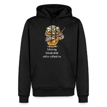 Coffeeholic Coffee Drinker Bird - Men’s Premium Organic Hoodie - black - Front - Nico (187cm)