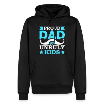 Fier père d’enfants indisciplinés - Sweat à capuche Premium bio Homme - noir - Devant - Nico (187cm)