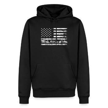 Remorque de construction du drapeau patriotique américain - Sweat à capuche Premium bio Homme - noir - Devant - Nico (187cm)