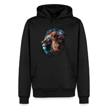 Léo Amoureux des Animaux Cadeau Motif Animal Afrique - Sweat à capuche Premium bio Homme - noir - Devant - Nico (187cm)