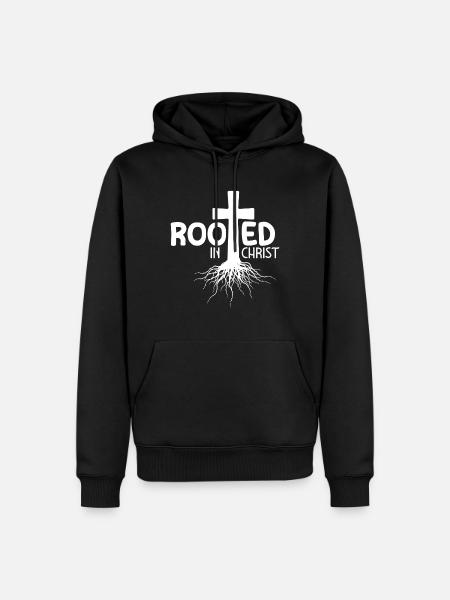 Rooted In Christ - Männer Premium Bio Hoodie - Schwarz