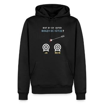 Bist du ein guter Bogenschütze ja nein - Männer Premium Bio Hoodie - Schwarz - Vorne - Nico (187cm)