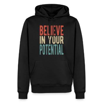 Croyez en votre potentiel - Sweat à capuche Premium bio Homme - noir - Devant - Nico (187cm)