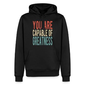 Vous êtes capable de grandeur - Sweat à capuche Premium bio Homme - noir - Devant - Nico (187cm)