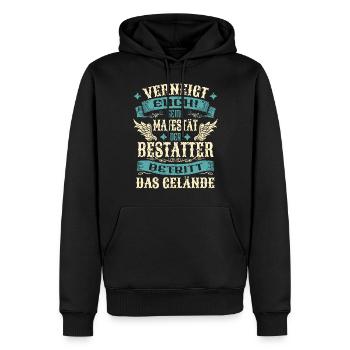 Bestatter Geschenk Lustige Sprüche - Männer Premium Bio Hoodie - Schwarz - Vorne - Nico (187cm)