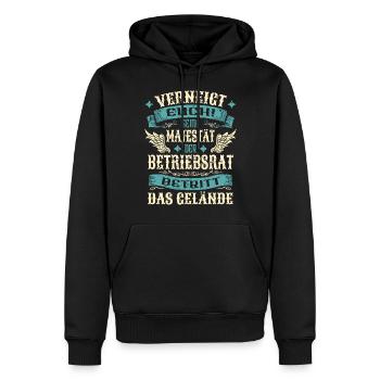 Betriebsrat Geschenk Lustige Sprüche - Männer Premium Bio Hoodie - Schwarz - Vorne - Nico (187cm)