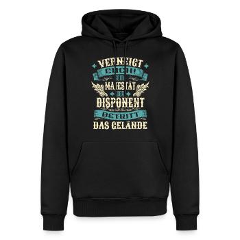 Disponent Geschenk Lustige Sprüche - Männer Premium Bio Hoodie - Schwarz - Vorne - Nico (187cm)