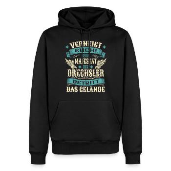 Drechsler Geschenk Lustige Sprüche - Männer Premium Bio Hoodie - Schwarz - Vorne - Nico (187cm)