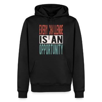 Every challenge is an opportunity - Men’s Premium Organic Hoodie - black - Front - Nico (187cm)