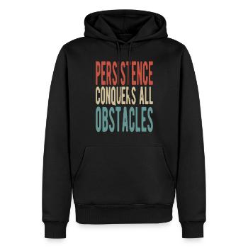 La persévérance surmonte tous les obstacles - Sweat à capuche Premium bio Homme - noir - Devant - Nico (187cm)