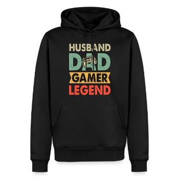 Ehemann Vater Gamer Legende Gamer Vater - Männer Premium Bio Hoodie - Schwarz - Vorne - Nico (187cm)
