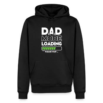 Laden bald Papa -DAD-Modus wird geladen - Männer Premium Bio Hoodie - Schwarz - Vorne - Nico (187cm)