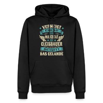 Gleisbauer Geschenk Lustige Sprüche - Männer Premium Bio Hoodie - Schwarz - Vorne - Nico (187cm)