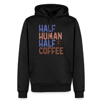 Demi-humain moitié café Drôle de café - Sweat à capuche Premium bio Homme - noir - Devant - Nico (187cm)
