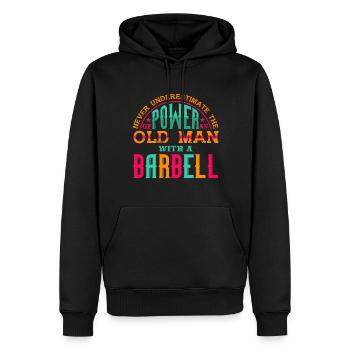 Never Underestimate The Power Of An Old Man - Männer Premium Bio Hoodie - Schwarz - Vorne - Nico (187cm)