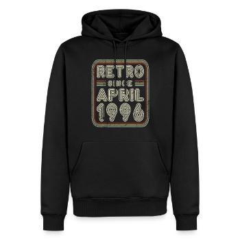 Anniversaire Avril 1996 Cadeau rétro - Sweat à capuche Premium bio Homme - noir - Devant - Nico (187cm)