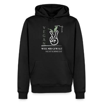 Vegan, weil mir Gewalt nicht schmeckt - Männer Premium Bio Hoodie - Schwarz - Vorne - Nico (187cm)