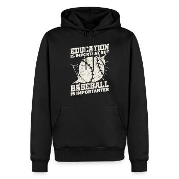Bildung Ist Wichtig, Aber Sport Baseballer - Männer Premium Bio Hoodie - Schwarz - Vorne - Nico (187cm)