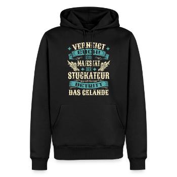 Stuckateur Geschenk Lustige Sprüche - Männer Premium Bio Hoodie - Schwarz - Vorne - Nico (187cm)