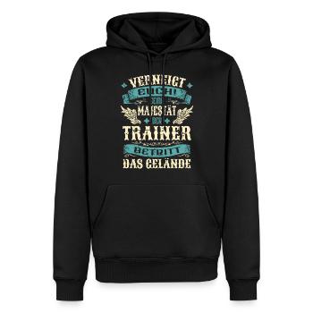 Trainer Geschenk Lustige Sprüche - Männer Premium Bio Hoodie - Schwarz - Vorne - Nico (187cm)