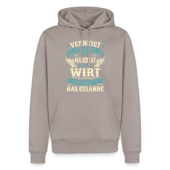 Wirt Geschenk Lustige Sprüche - Männer Premium Bio Hoodie - Taupe - Vorne - Nico (187cm)