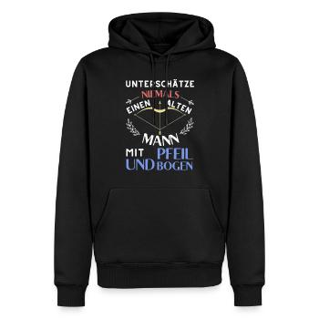 Unterschätze niemals einen alten Mann - Männer Premium Bio Hoodie - Schwarz - Vorne - Nico (187cm)