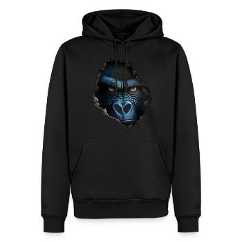 Gorilla Wall Hole Monkey Zoo Animal Costume Gift - Men’s Premium Organic Hoodie - black - Front - Nico (187cm)