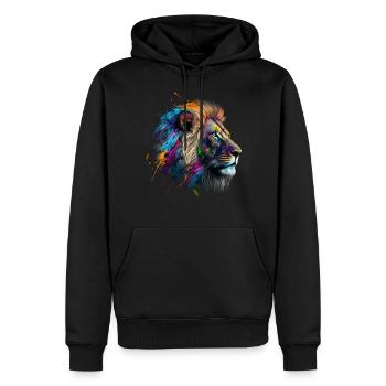 Löwe Kunst Geschenk Kunstwerk Tier Tiermotiv - Männer Premium Bio Hoodie - Schwarz - Vorne - Nico (187cm)