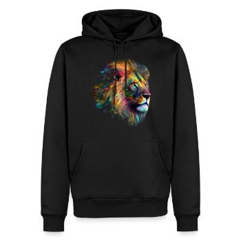 Löwe Kunst Geschenk Kunstwerk Tier Tiermotiv - Männer Premium Bio Hoodie - Schwarz - Vorne - Nico (187cm)