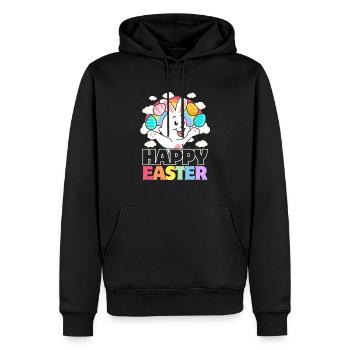 Frohe Ostern - weiße Kaninchen-Ostereier - Männer Premium Bio Hoodie - Schwarz - Vorne - Nico (187cm)