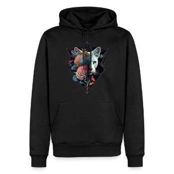 Chat Fleurs Art Cadeau Chat Motif Animal - Sweat à capuche Premium bio Homme - noir - Devant - Nico (187cm)