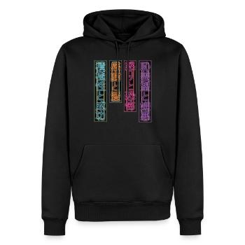Japon Retro Streetwear Vaporwave Esthétique - Sweat à capuche Premium bio Homme - noir - Devant - Nico (187cm)