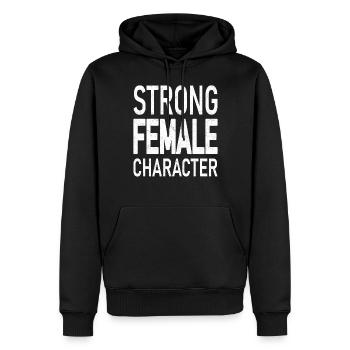 Caractère féminin fort - Sweat à capuche Premium bio Homme - noir - Devant - Nico (187cm)