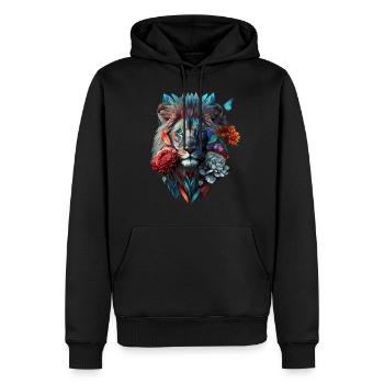 Löwe Polygon Kunst Blumen Tier Geschenk Zoo Motiv - Männer Premium Bio Hoodie - Schwarz - Vorne - Nico (187cm)