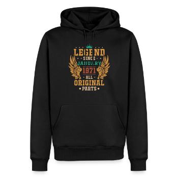 légende depuis janvier 1971 cadeau d'anniversaire - Sweat à capuche Premium bio Homme - noir - Devant - Nico (187cm)
