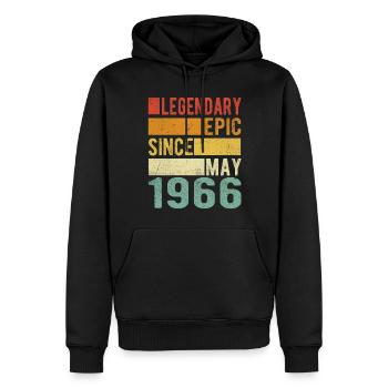Birthday May 1966 Legendary epic - Men’s Premium Organic Hoodie - black - Front - Nico (187cm)