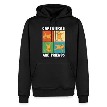Capybaras are friends - Men’s Premium Organic Hoodie - black - Front - Nico (187cm)