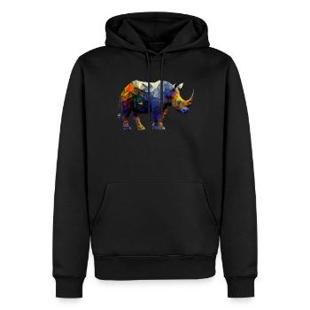 Nashorn Bunt Polygon Afrika Geschenk Zoo Tier - Männer Premium Bio Hoodie - Schwarz - Vorne - Nico (187cm)
