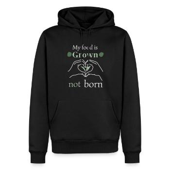 Ma nourriture est cultivée pas née - Sweat à capuche Premium bio Homme - noir - Devant - Nico (187cm)