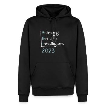 Achtung Bin Intelligent Abitur 2023 - Männer Premium Bio Hoodie - Schwarz - Vorne - Nico (187cm)