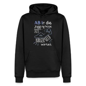 AB In die Jogginghose Bürgergeld wartet blau - Männer Premium Bio Hoodie - Schwarz - Vorne - Nico (187cm)