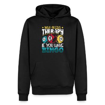 Jeu de cartes de bingo Grand-mère Joueur de bingo Cartes de bingo - Sweat à capuche Premium bio Homme - noir - Devant - Nico (187cm)